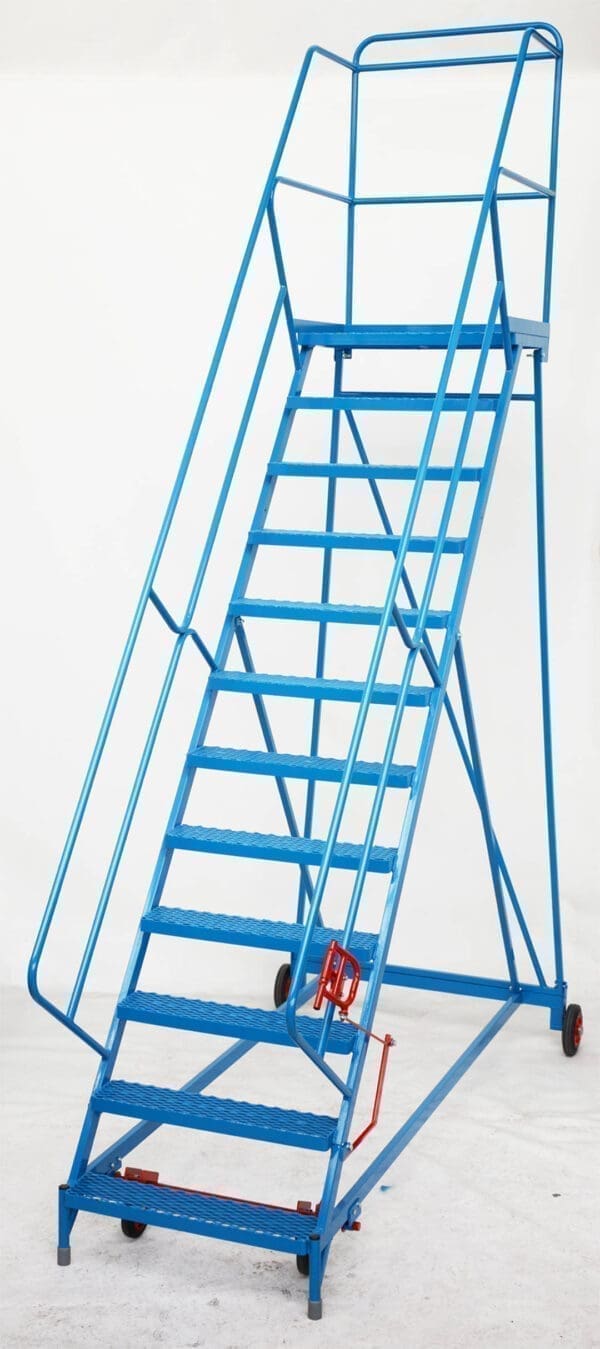 Fort® Wide Tread Blue 'Trojan' Mobile Step -  12 Step - Mesh - Easy Slope
