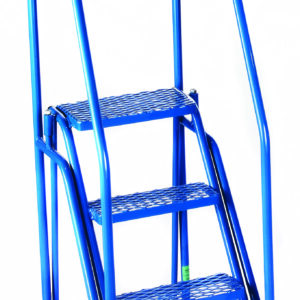 Fort® 'Duplex' Weight Reactive Mobile Steps -  4 Step - Blue/Blue - Expanded Steel Treads